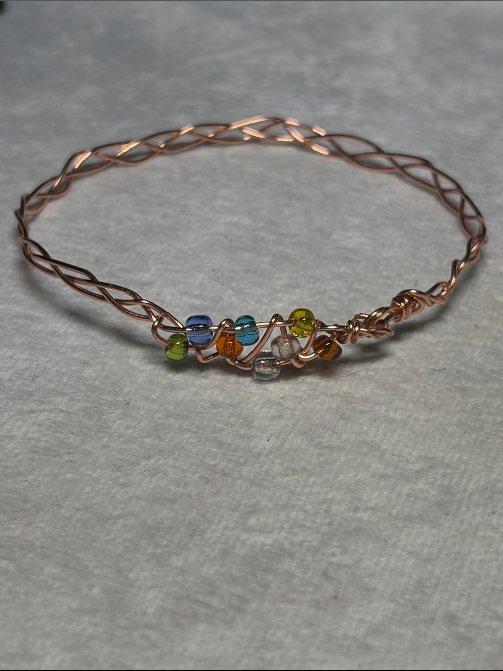 Handcrafted Multicolor Bead Copper Wire Bracelet